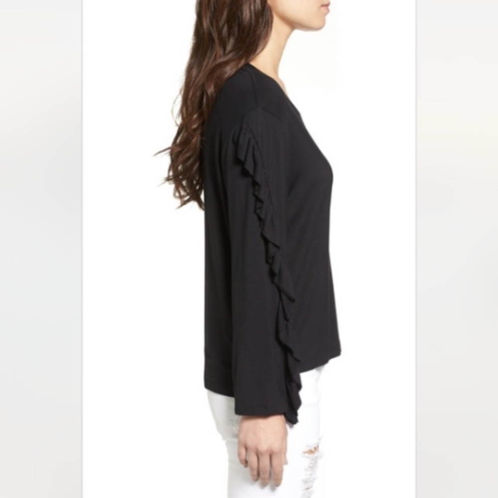 BP. Nordstrom Gray Ruffle Long Sleeve Pullover SM - Picture 8 of 8